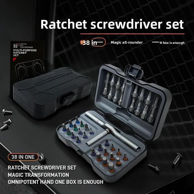 JZD 38 in 1 Multi functional Ratchet Screwdriver Set High Hardness S2 Steel Household Wrench Screwdriver for Various Repair Jobs
