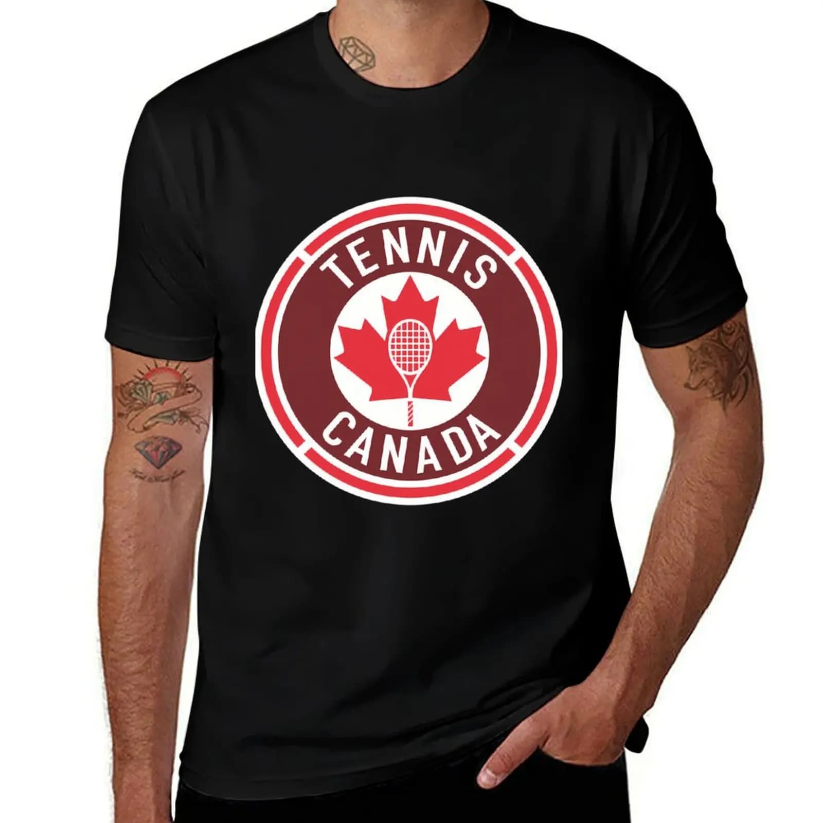 Tennis Canada Sport Logo T-Shirt Work Utility Short Sleeve Shirt T-Shirt