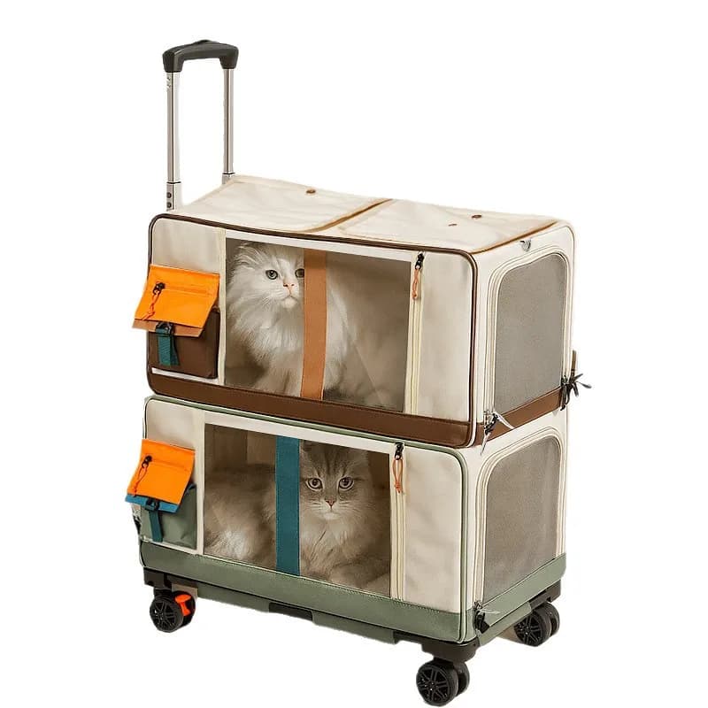 Cat bag out portable trolley case large capacity cat air case pet double cat suitcase