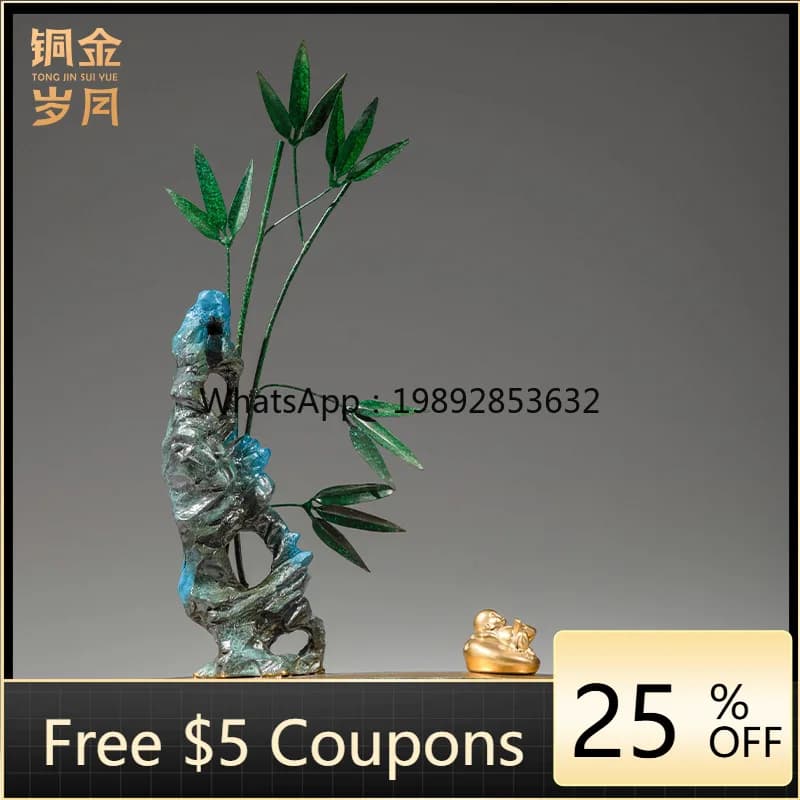 LYY Prosperous Bamboo Brass Ornament Creative Bamboo Copper Craft Ornament Living Room Entrance Office Decoration