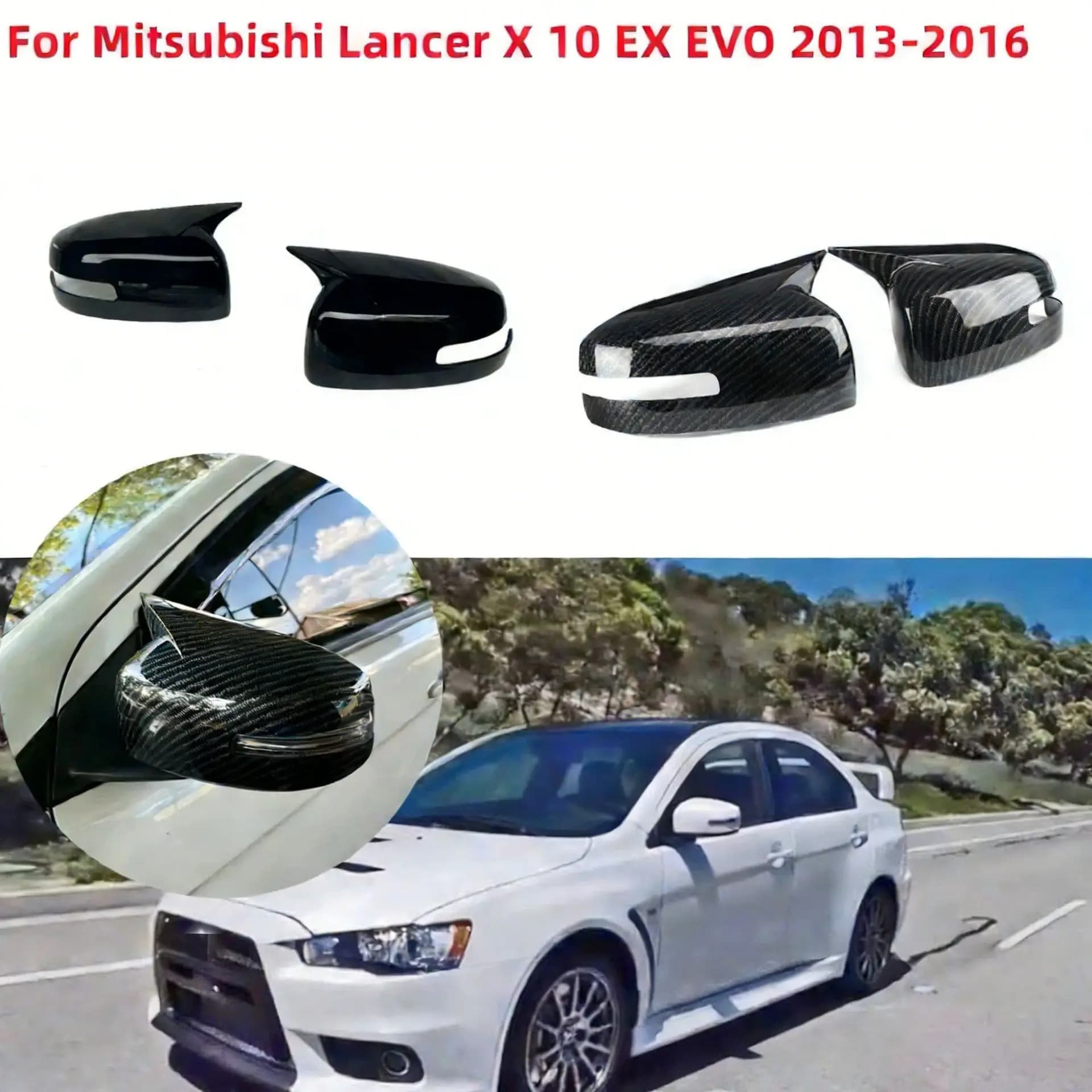 Suitable for Mitsubishi Lancer EVO 10 horn wing god horn rearview mirror cover 13-16 with light version