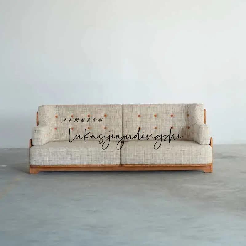 DSA antique handmade buckle sofa living room backrest sofa chair simple hotel B & B cafe creative sofa