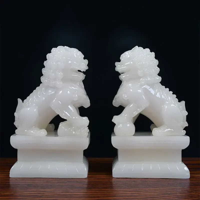 Large Size Foo Dog Statue,pair of Guardian Lions,asian Stone Statues Feng Shui Gift Mascot