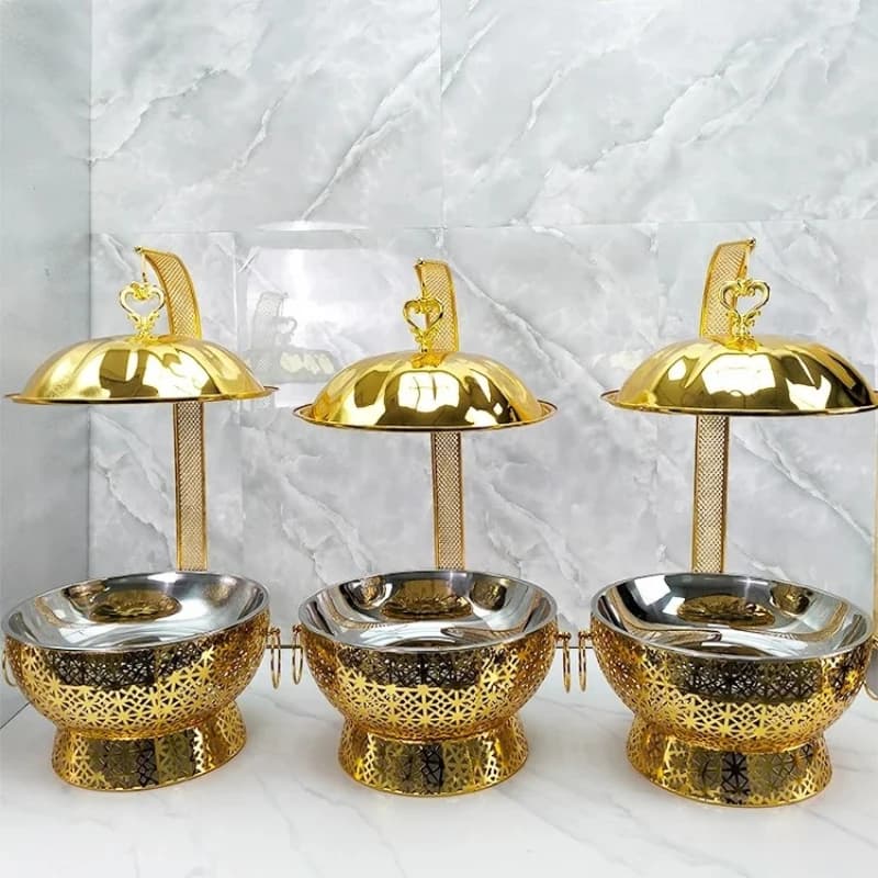 8.0L Gold Stainless Steel Chafing Dish Food Warmer Alcohol Burner Buffet Heater For Hotel Wedding Banquet Restaurant