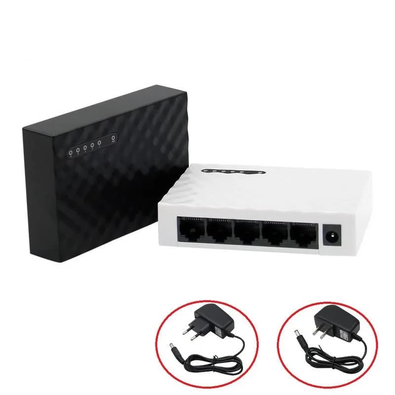 Compact Five‑Interface Gigabit Network Signal Relay Device, RJ45 High‑speed LAN Expanding Unit for 10‑100‑1000Mbps Home Network