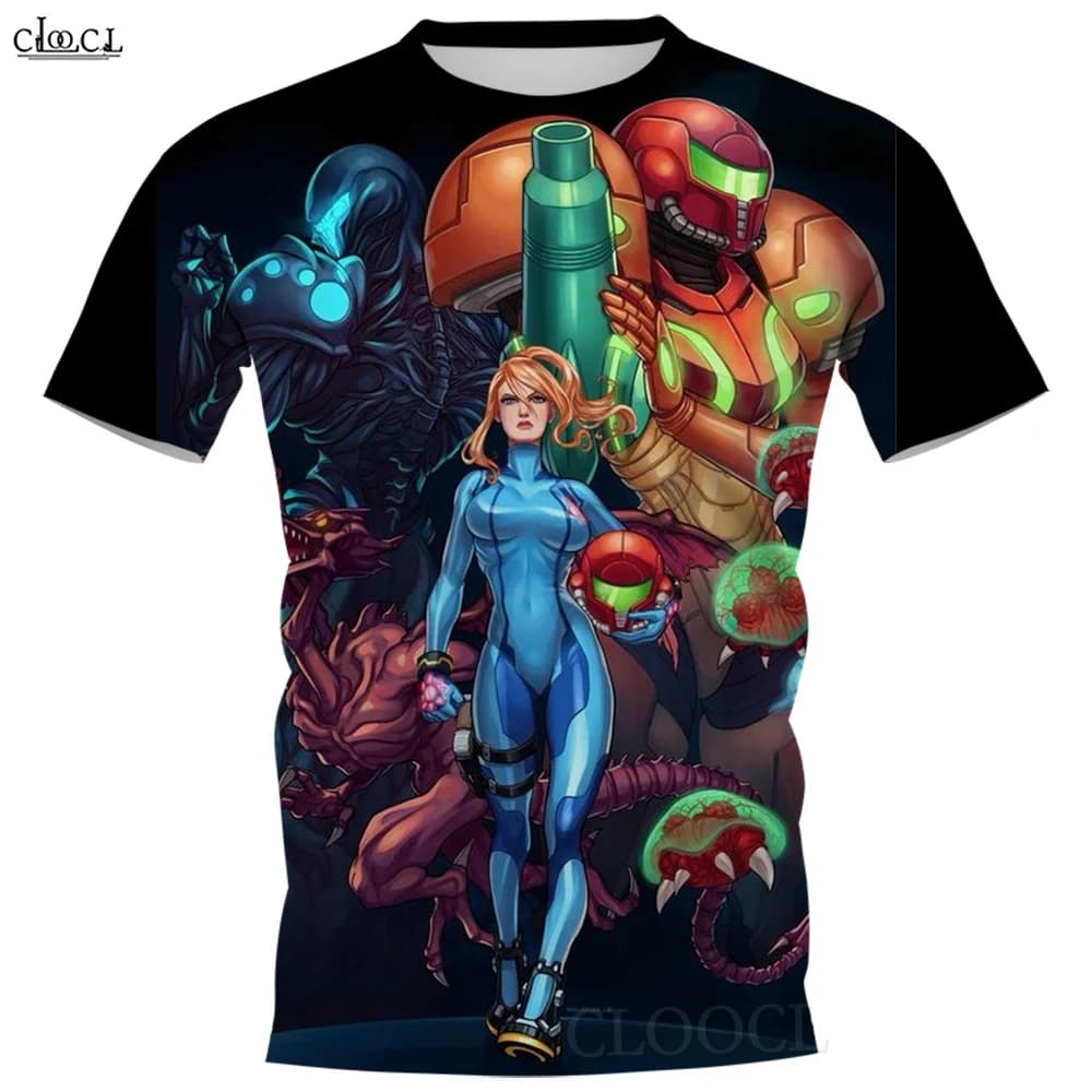 CLOOCL Men T-Shirt Game Metroid 3D Pattern Printed Women Tees Fashion Streetwear Short Sleeve Summer Casual Tops Asian Size