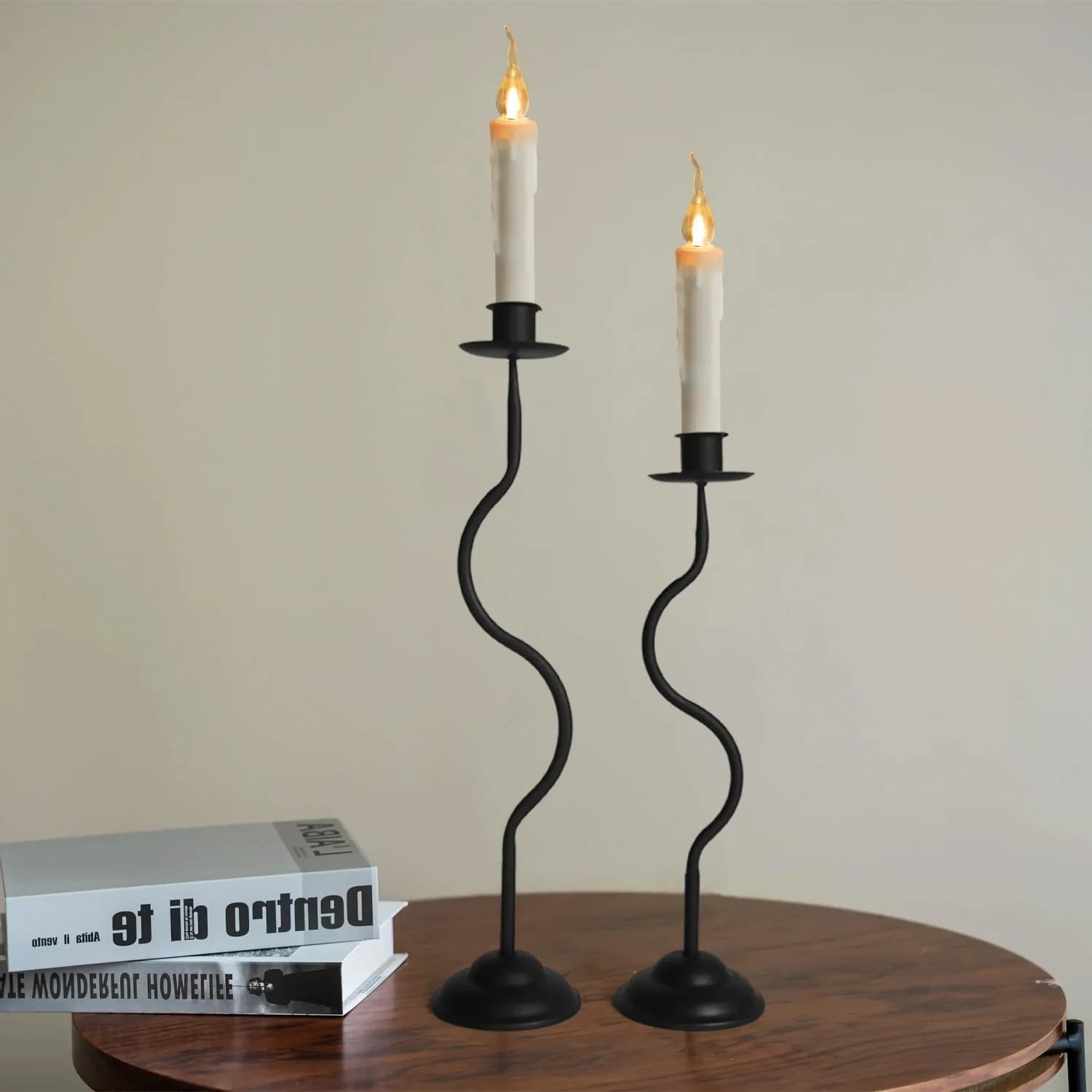 Wave Shaped Single Arm Metal Candle Holder Minimalist Taper Candlestick Home Dining Table Wedding Decorative Centerpiece Gift