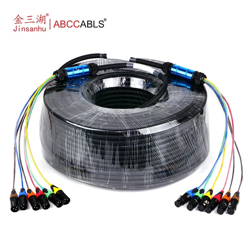 ABCCABLS 6-Channel XLR Snake Cable 6 Female to 6 Male, Color Coded & Numbered, Shielded Oxygen-Free Copper