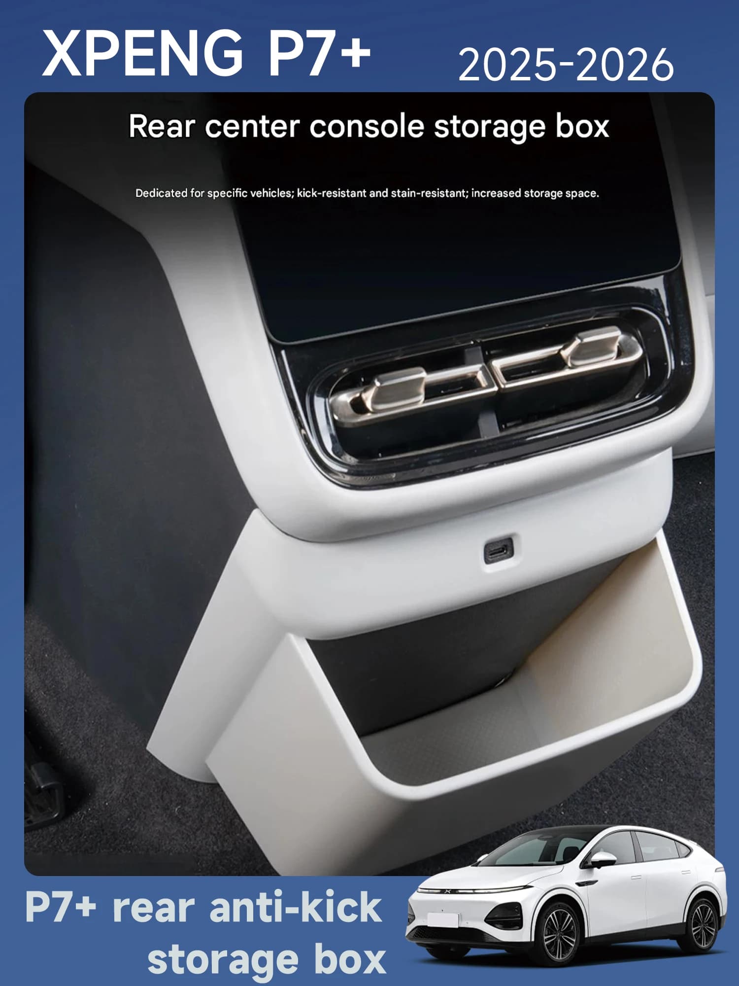 [Fast Shipping] XPENG P7+ Rear Seat Anti-Kick Storage Box