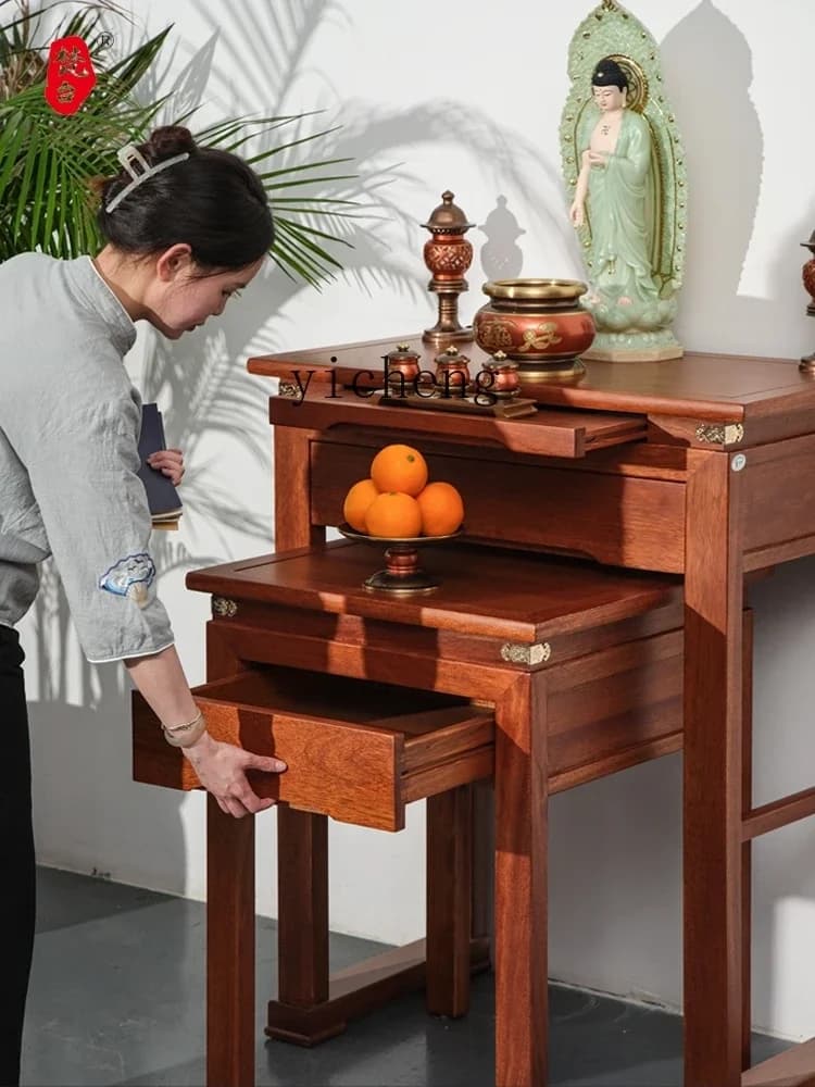 LYY Solid Wood   for God of Fortune Guanyin Buddha Niche Altar Altar Cabinet Incense Burner Table Buddha Table Buddha Cabinet