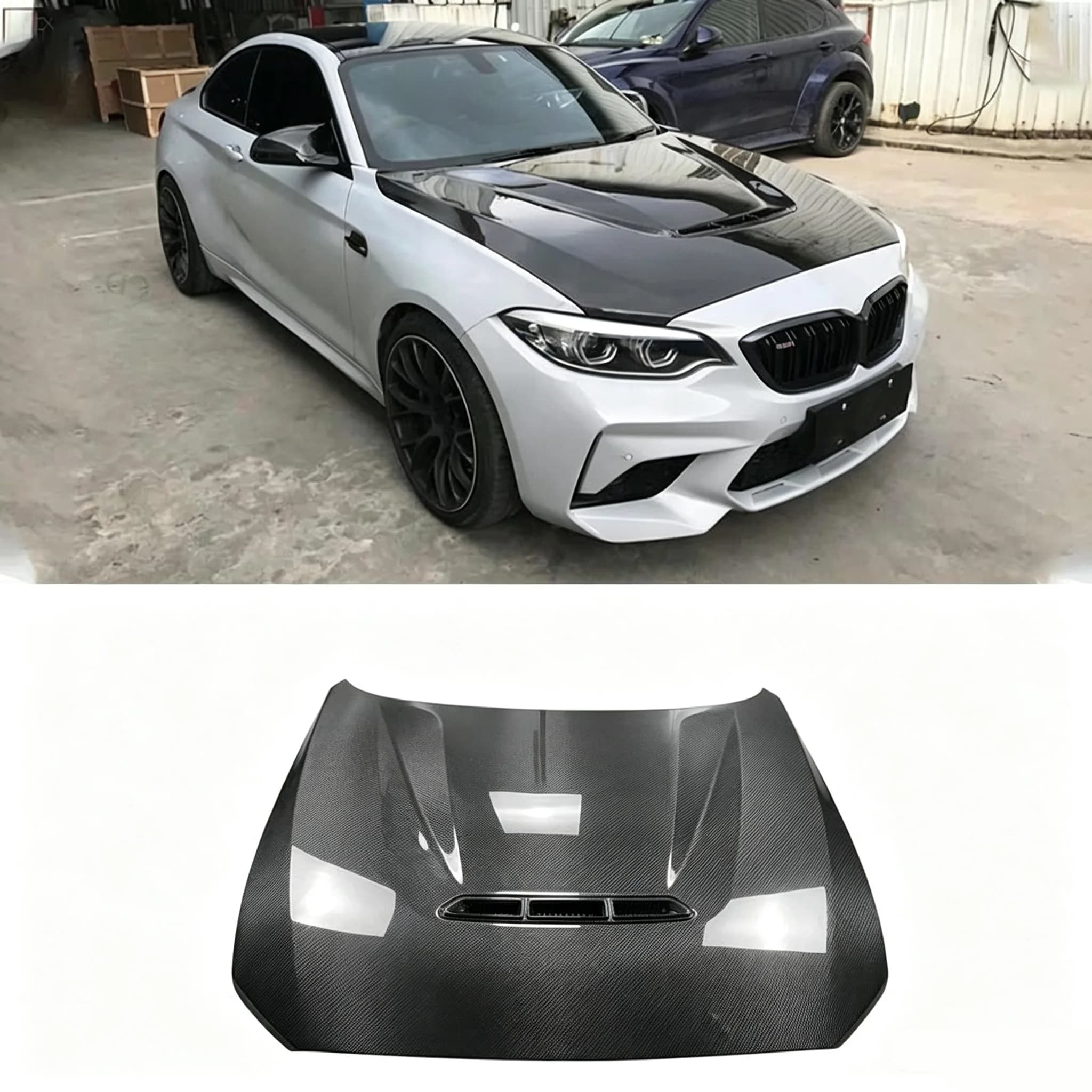 High-quality  Carbon Fiber CS Style Front Engine Hood Bonnet Body Kit for BMW F20, F22, F87 M2 and M2C
