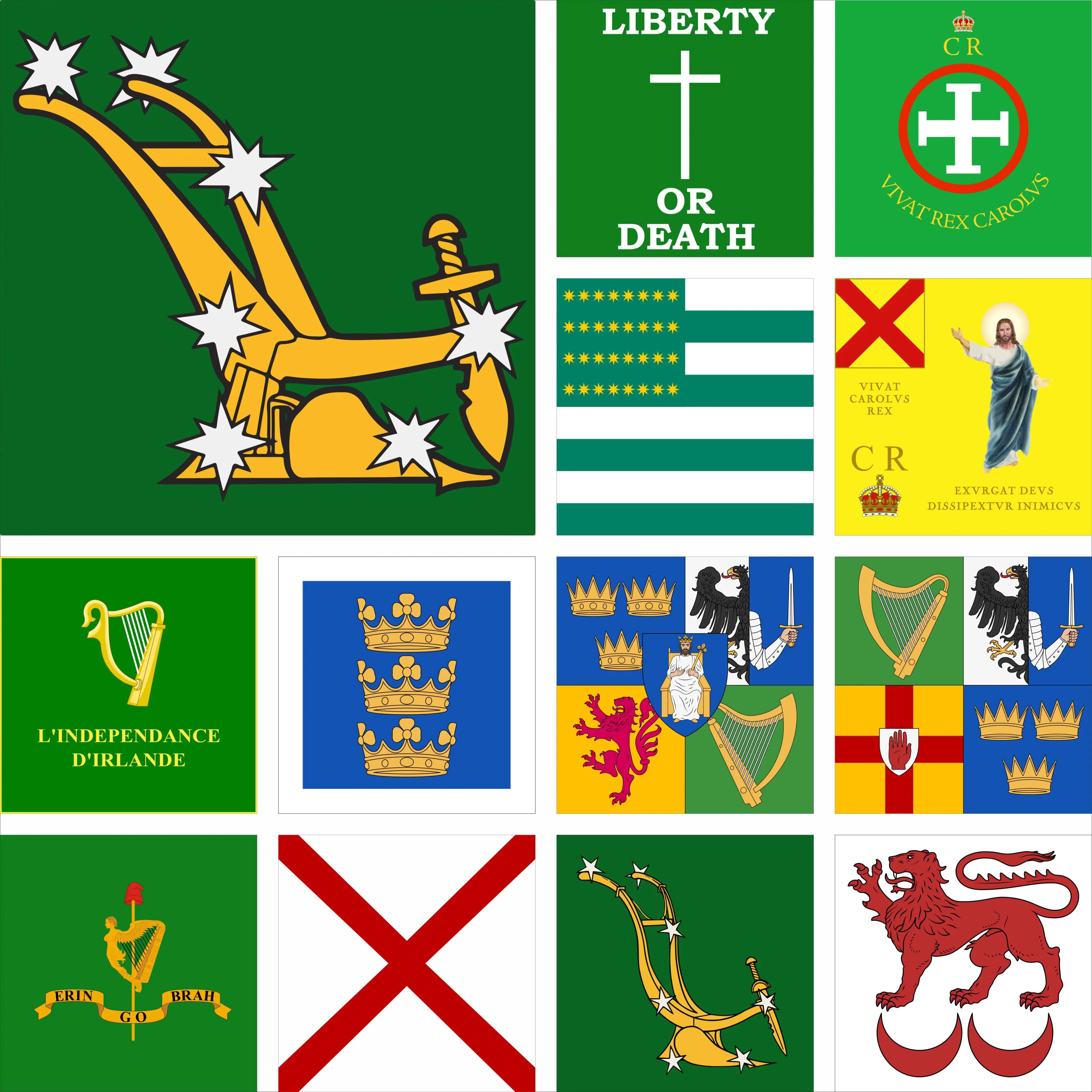 Ireland military flag Square Army banner 100D Polyester 120 x 120 cm 4x4ft Double sided printing Irish Starry Plough flags
