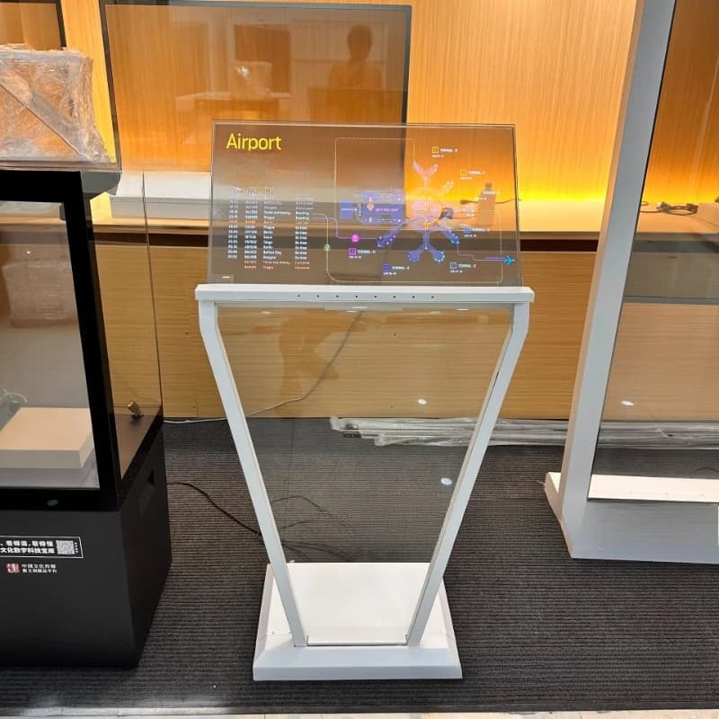 Transparent screen 3D museum display cabinet can be touched