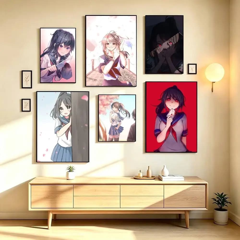 Y-Yandere Simulator Ayano Aishi Poster Waterproof Wall Art Sticker For Bar Living Room Vintage Decor High Quality Print Gift