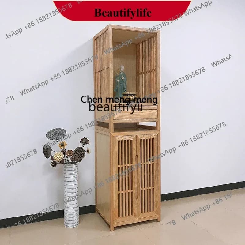 z183  Chinese Household Solid Wood Clothes Closet Small Buddha Niche Simple Buddha Cabinet God of Wealth Altar