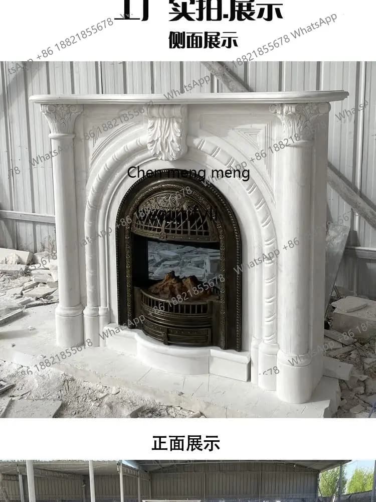 Y183Marble mantel European arch interior decoration cabinet white marble stone customization