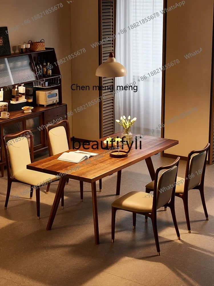 M178 North American black walnut large board table Nordic all solid wood dining table Rectangle eating table
