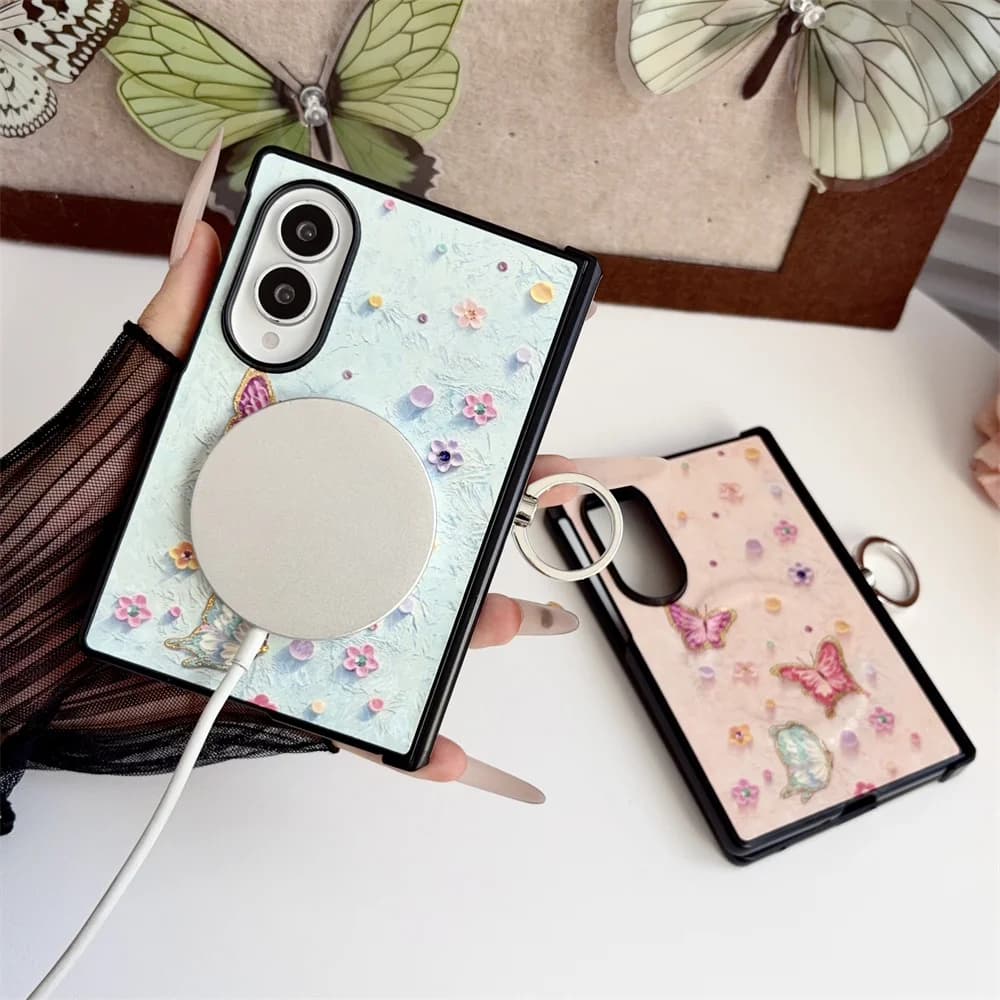 Korea Fashion Cartoon Ins Watercolor bowknot Phone Case For Samsung Galaxy Z Fold 8 Cover Shockproof Cute Fold Cases with Funda