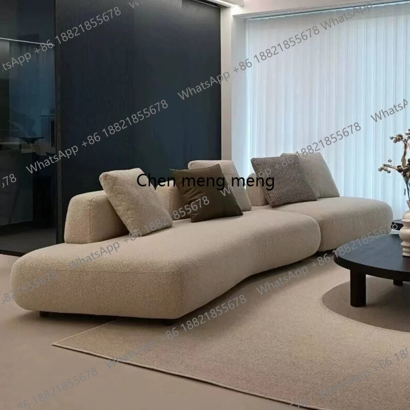 Modern minimalist designer curved island sofa Nordic living room model room Sales office Reception area