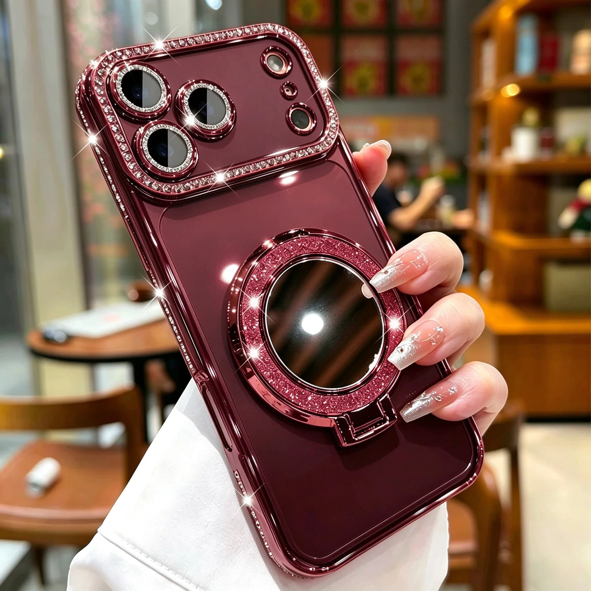 Diamond Mirror Magnetic Case For iPhone 18 Pro Max 18 Pro 17 16 15 14 13 12 11 14PLUS For Magsafe Glitter Transparent TPU Cover