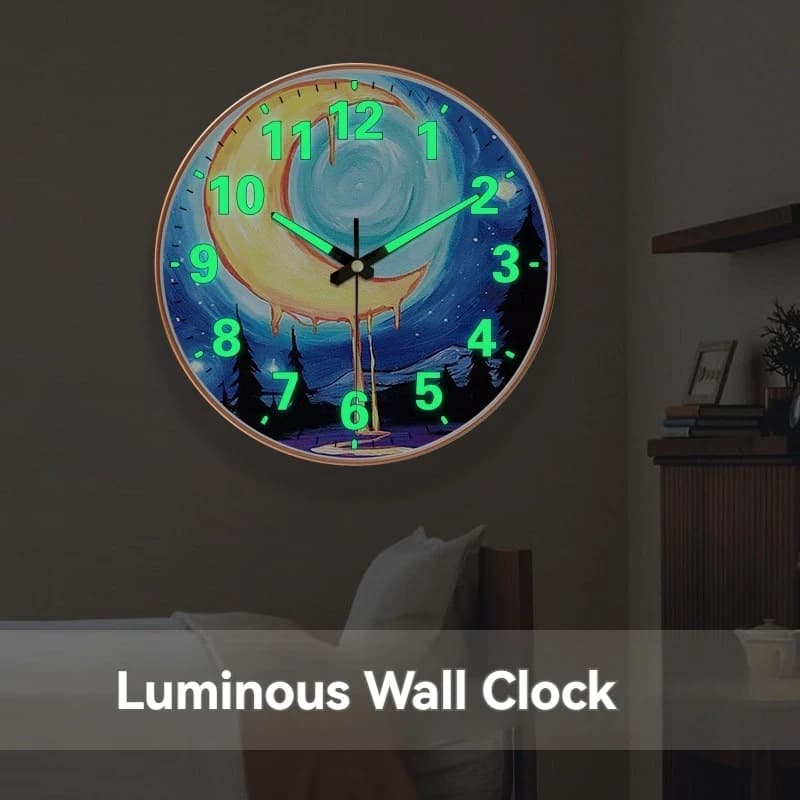 Glow In The Dark Wall Clock Moon Star Abstract Style Luminous Art Clock Silent Wall Watch For Bedroom Living Room Home Decor