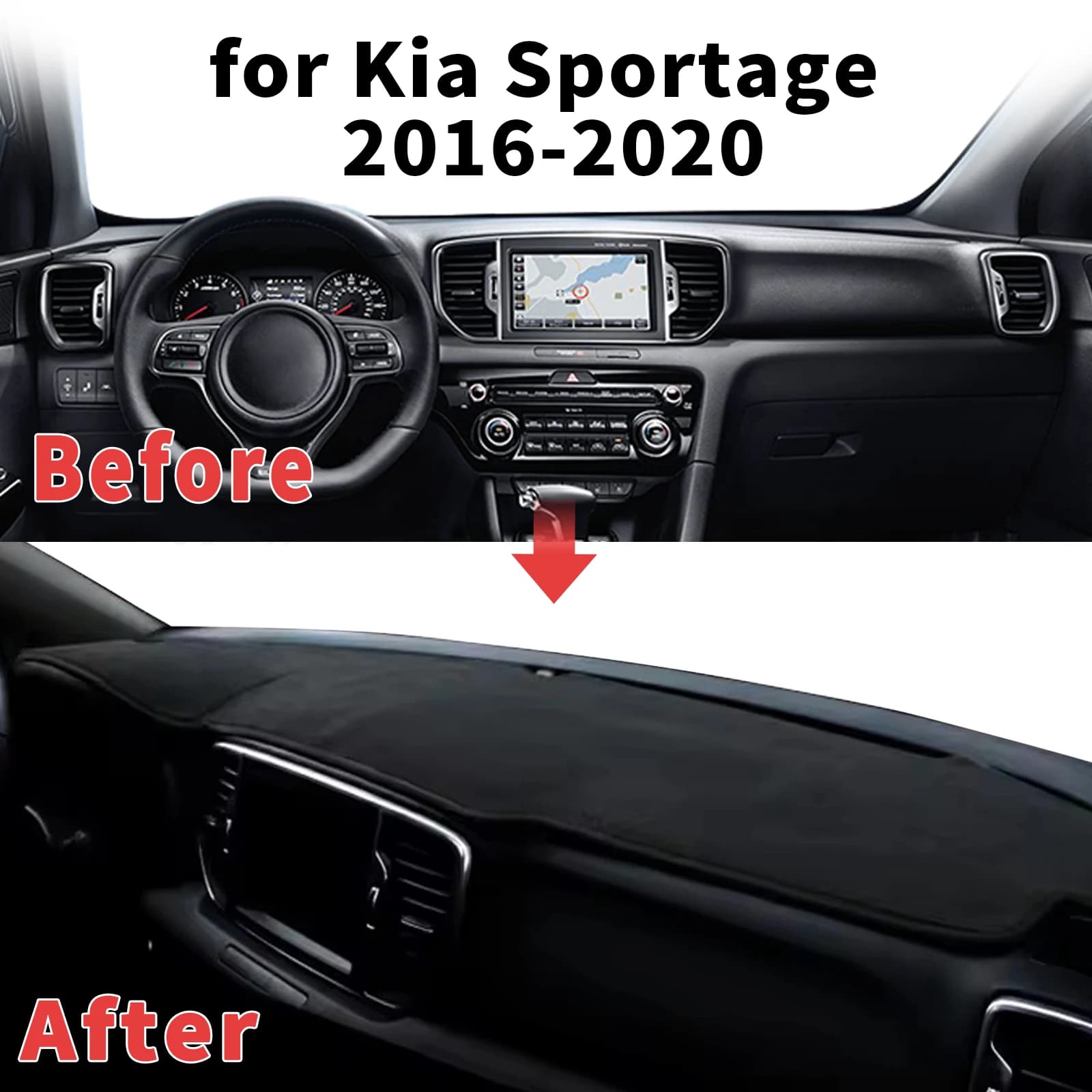 for Kia Sportage 2016-2020 Dashboard Cover Sun Shade Protector Dashmat Anti-Glare UV Block Carpet Mat Automotive Dash Mat