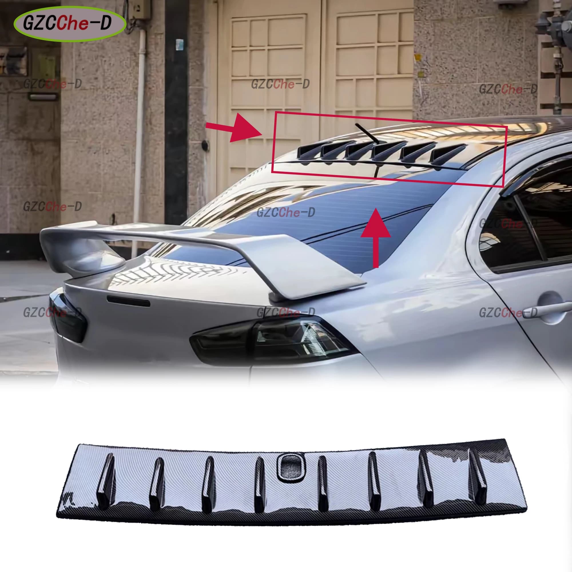 Suitable for Mitsubishi Lancer EX roof spoiler 2009-2016 rear roof spoiler ABS material carbon fiber appearance rear window deco