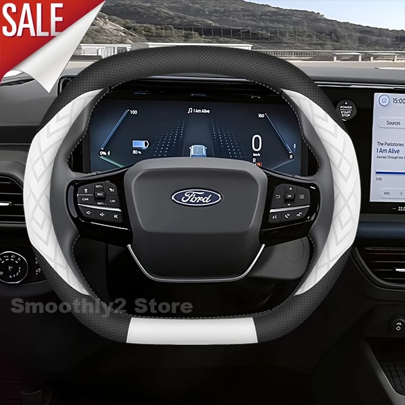 Leather Car Steering Wheel Cover For all new Ford Tourneo Courier 2024 2025 Auto interior Ford Tourneo Courier Accessories 2025