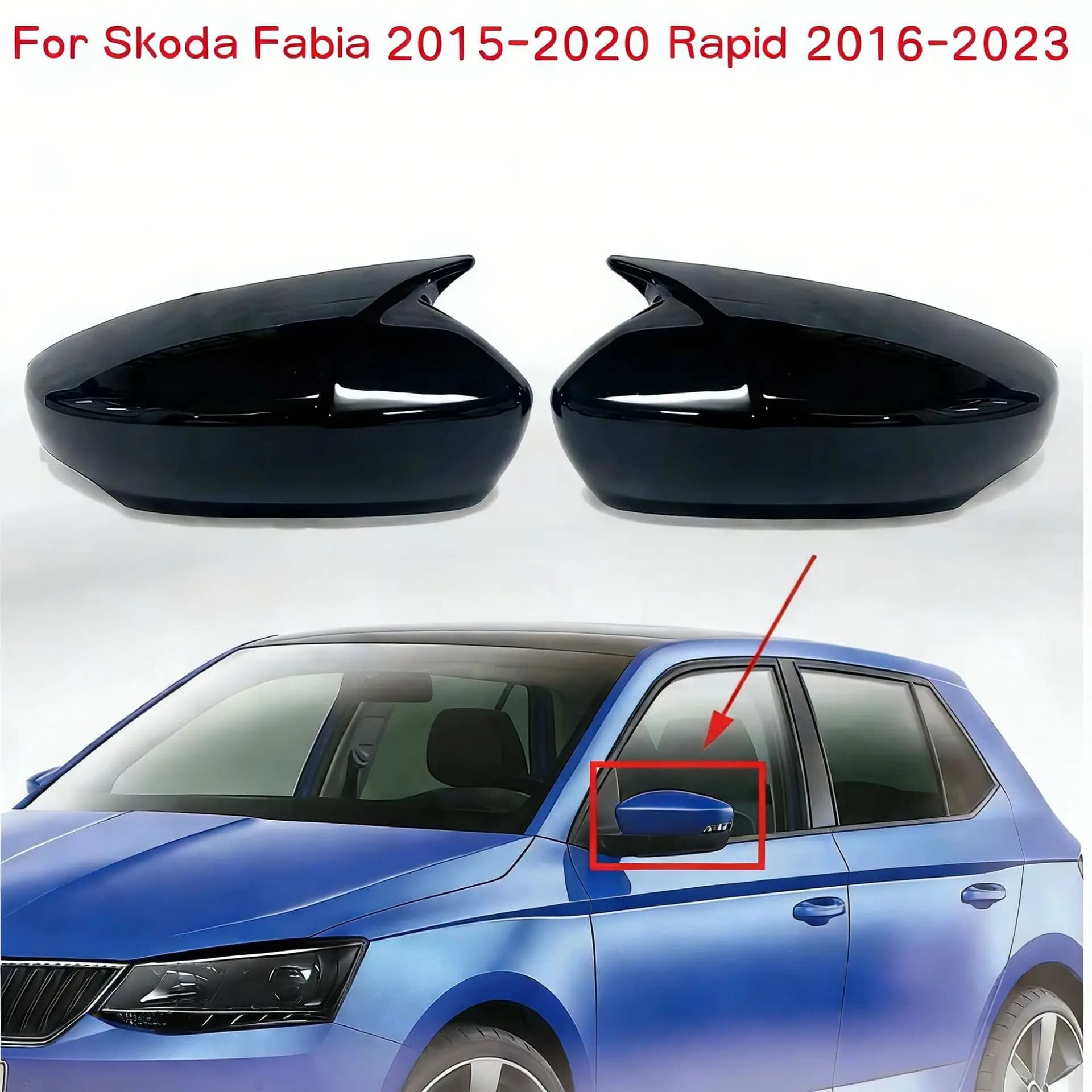 Suitable for Skoda Fabia modified horn rearview mirror protective cover carbon fiber horn reversing mirror housing 15-20
