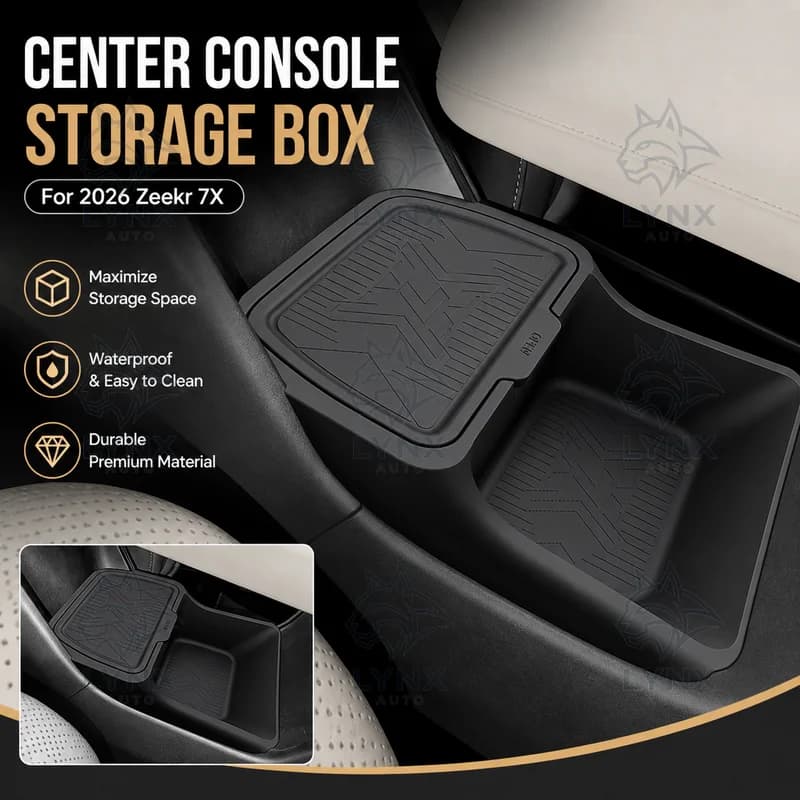 For 2026 Zeekr 7X Center Console Lower Storage Box with Lid Organizer Car Accessories Specific Modification Parts