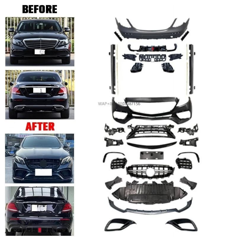 Car Bumper Grille Exhaust Pipe BBS Facelift BodyKit for Benz E-Class W212 W213 W214 Upgrade E53 E63 E63S Wide E53 Wide E63S