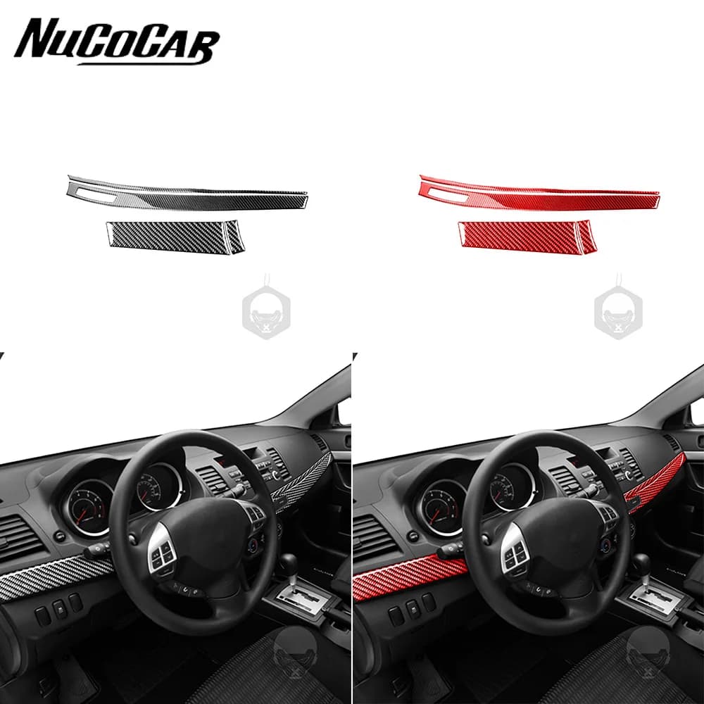 For Mitsubishi Lancer EVO X MR 2008-2015 Carbon Fiber Central Instrument Trim Strip Car Interior Accessories Decorative Stickers