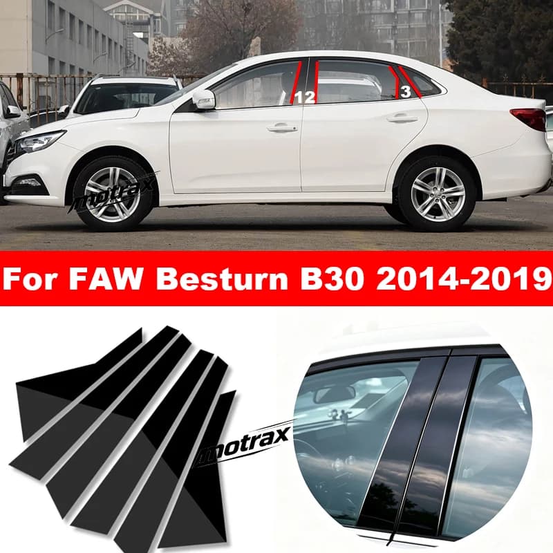 For FAW Bestune Besturn B30 2014-2019 Auto Exterior B C Pillar Window Trim Cover PC Car Middle Pillar Decorative Stickers