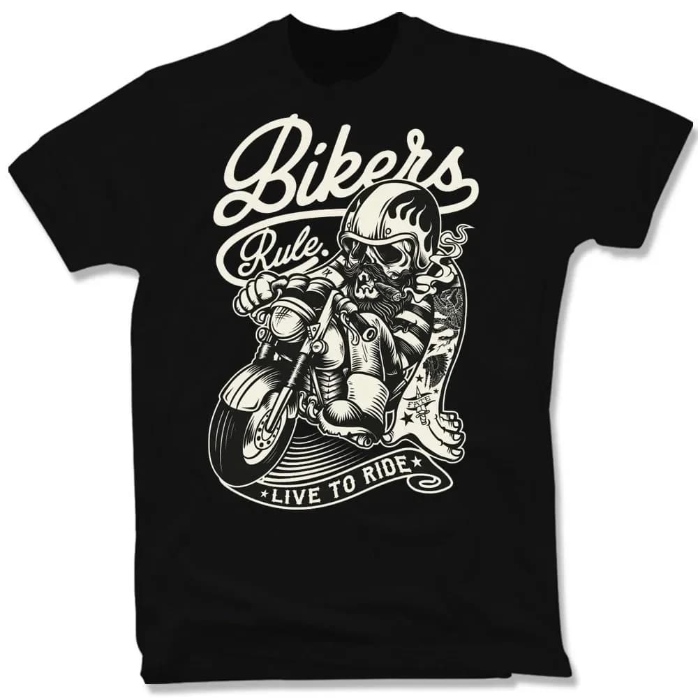 High Quality Soft & Comfortable Tees Live To Rider Biker Motorcycle Skull 100% Cotton Short Sleeve T-Shirts size S-3XL