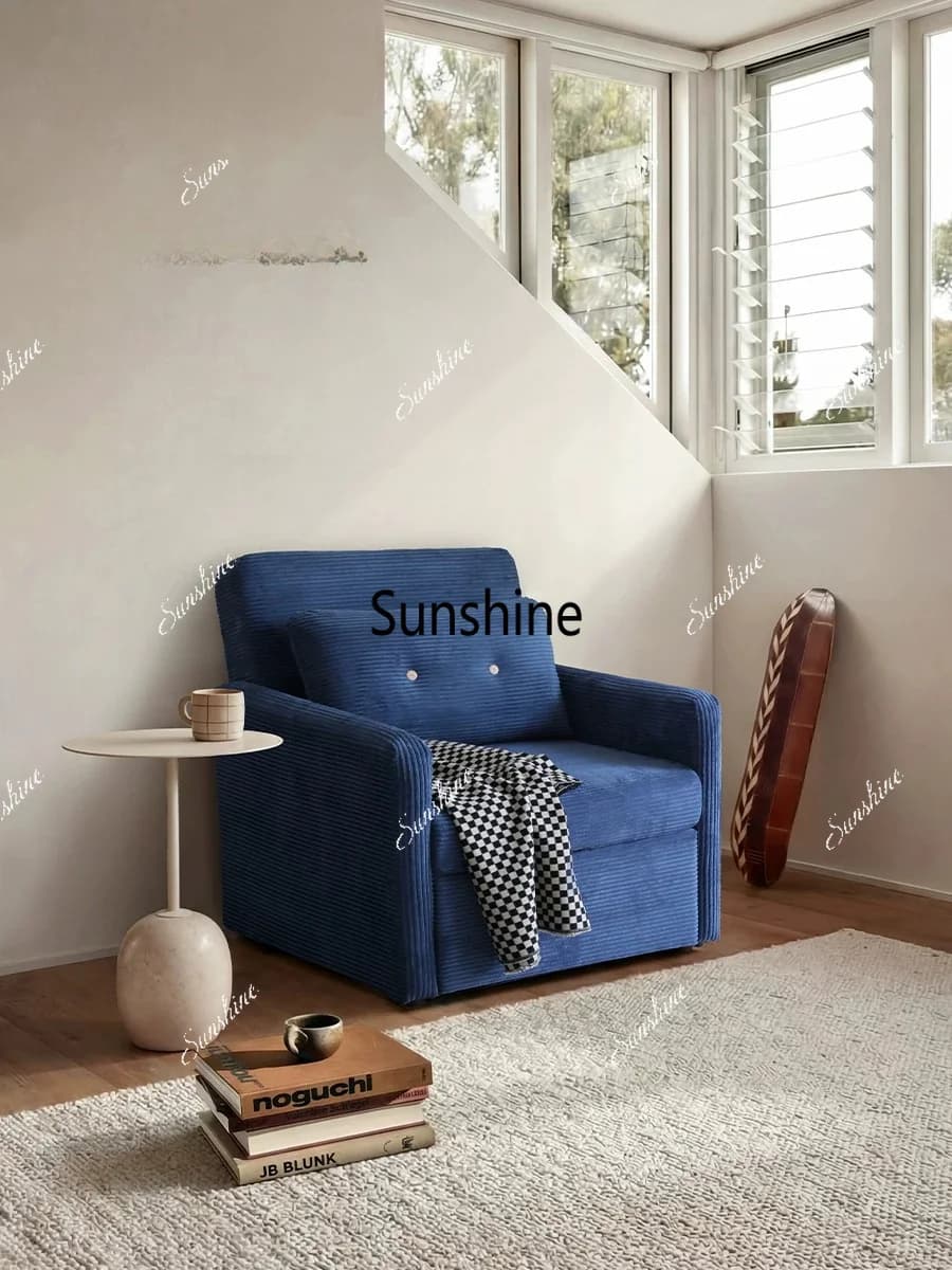 Nordic fabric corduroy single retractable sofa bed small apartment