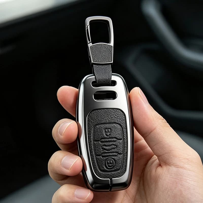 Metal Leather Car Remote Key Case Cover For Audi A4 A5 A6 A7 A8 Q8 Q5 S6 S7 S5 S4 RS6 RS7 TT Protect Shell Accessories