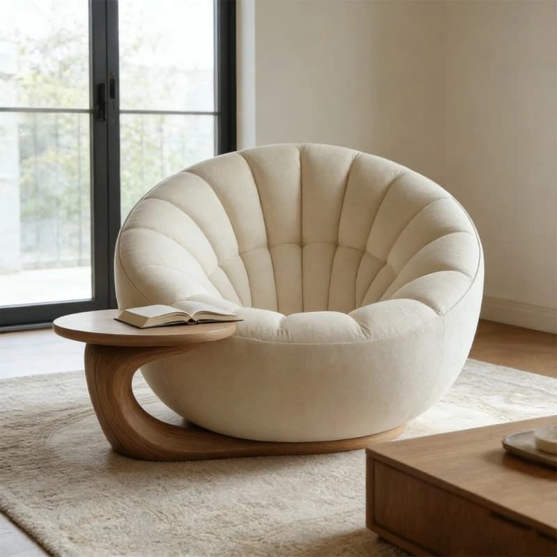 Modern style round rotating armchair petal recliner