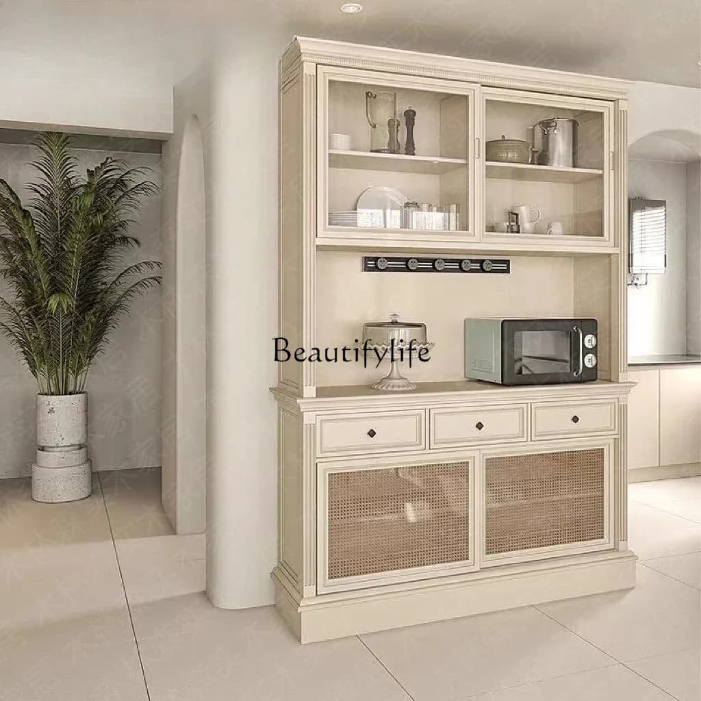 03.American solid wood integrated wall household multi-functional living room storage wine cabinet