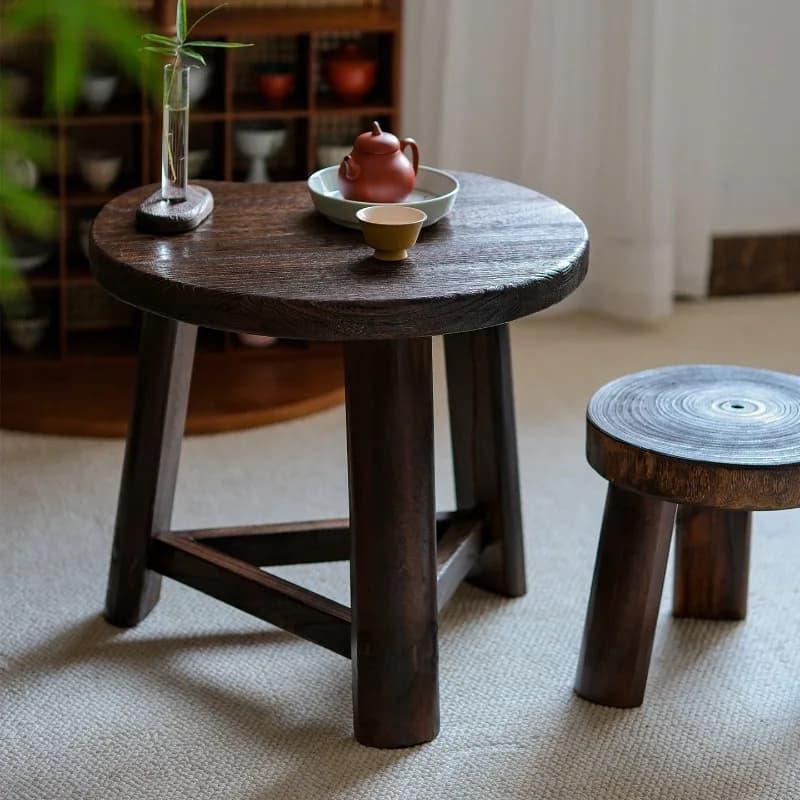 Solid Wood Tatami Tea Tables Crescent Shaped Floor Desk for Bay Window Low Profile Coffee Table Zen Homestay Modern Furniture