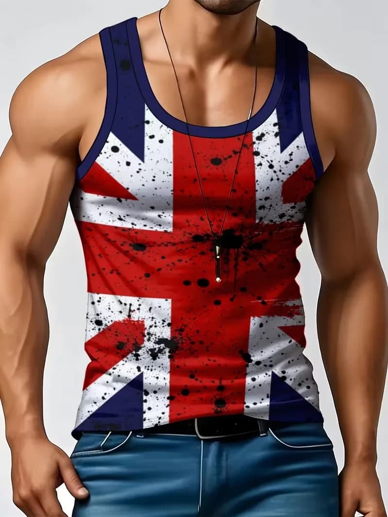 England British Flag 3D Print Tank Top Men's Summer Sleeveless T Shirts Harajuku Streetwear Bodybuilding Tops Casual sports Vest