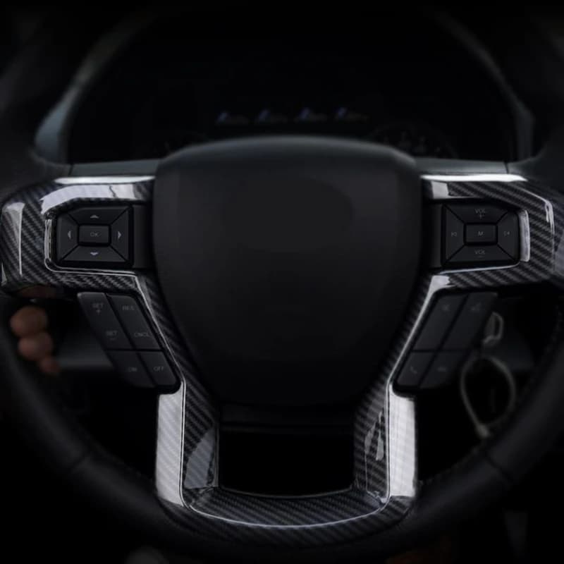For Ford F150 Raptor 15-2019 ABS Carbon Fiber Car Steering Wheel Button  Cover Trims Interior Car Accessories