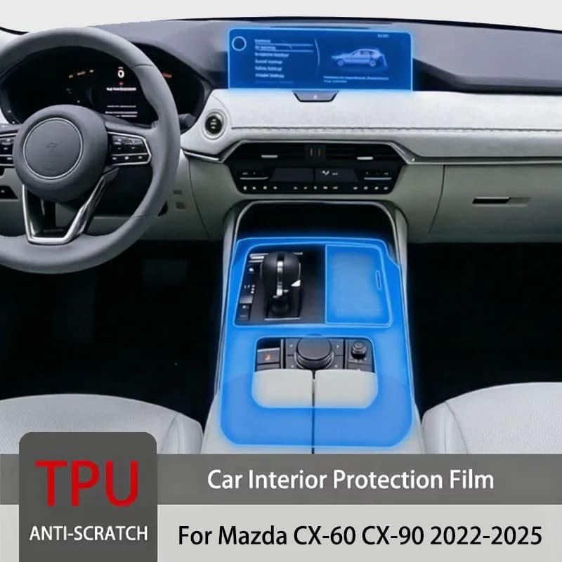 For Mazda CX-60 CX-90 2022-2025 Car Interior Center Console Transparent Anti-scratch Stickers Automotive TPU Protective Film
