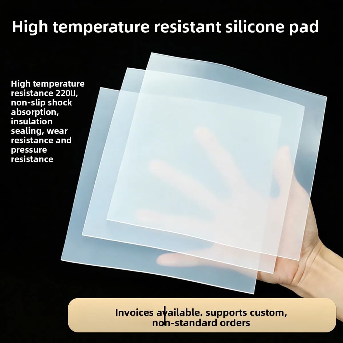 High Temp Silicone Rubber Sheet Anti-slip Shock Absorbing Sealing Flat Pad Custom Size