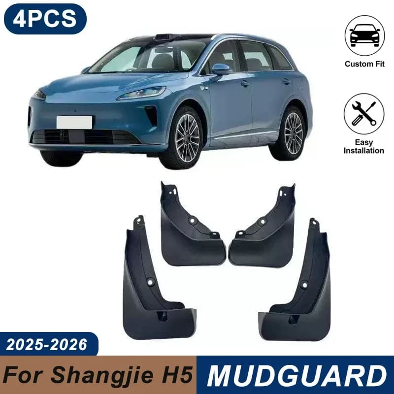 4PCS Car Mud Flaps For Shangjie H5 2025-2026 Waterproof Anti-Splash Fender Mudguards Auto Exterior Accessories