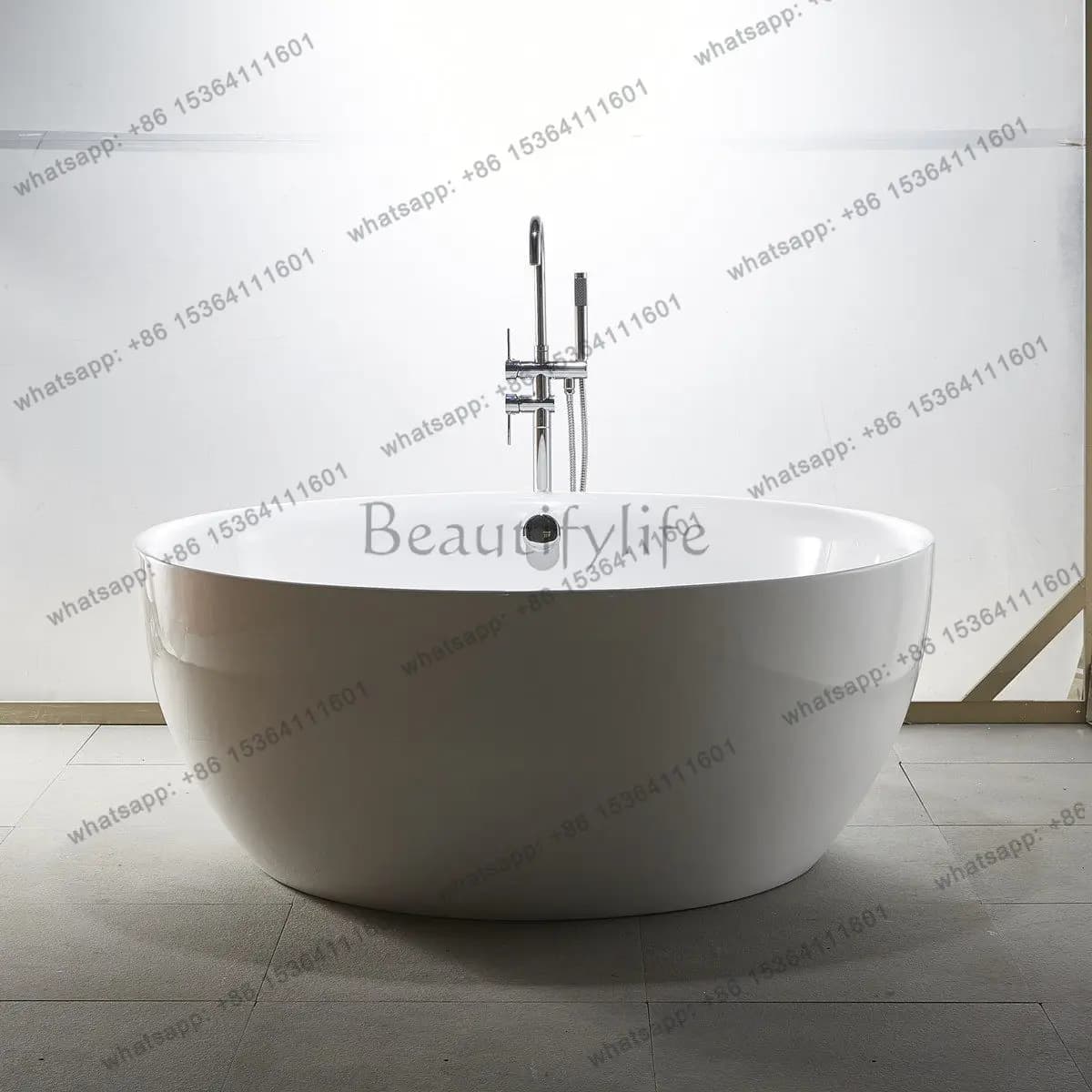 Round freestanding bathtub, large acrylic space, double 1.35m 1.5m
