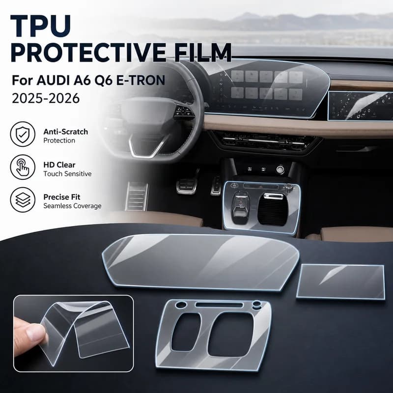 For AUDI A6 Q6 E-TRON 2025 2026 TPU Protective Film Anti-Scratch Navigation Screen Gear Panel Interior Accessories Set