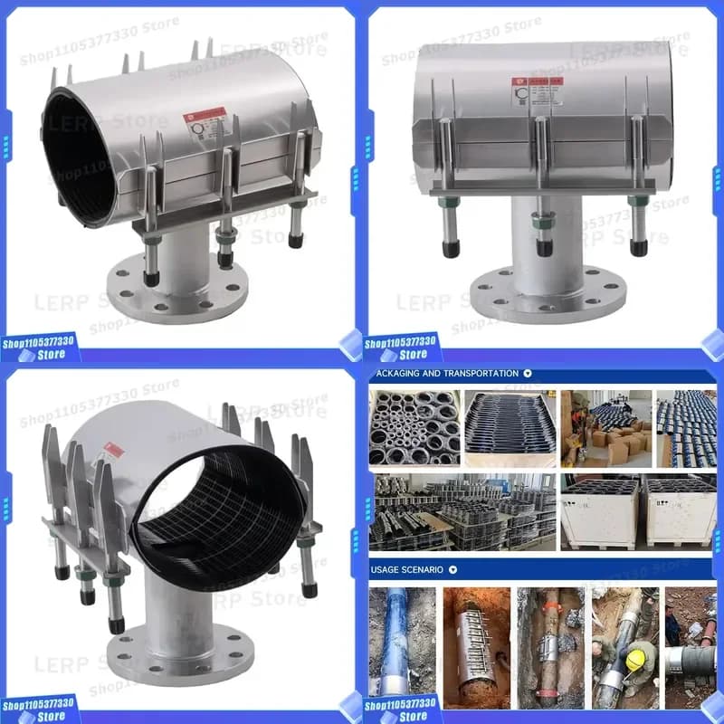 Stainless Steel Triple Tee Leakage Clip Reinforced Plate Double Belt System for Water Gas Oil Drainage Pipes Repair Tool