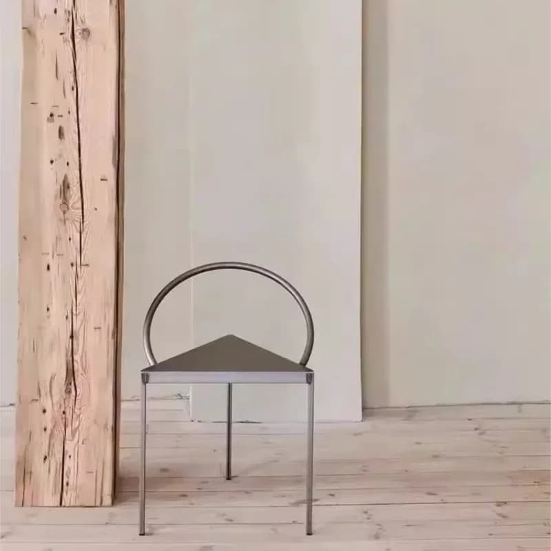 Modern Simple Celebrity Triangle Metal Circle Stool Indoor Art Dining Chair Personality B&B Creative Iron Furniture