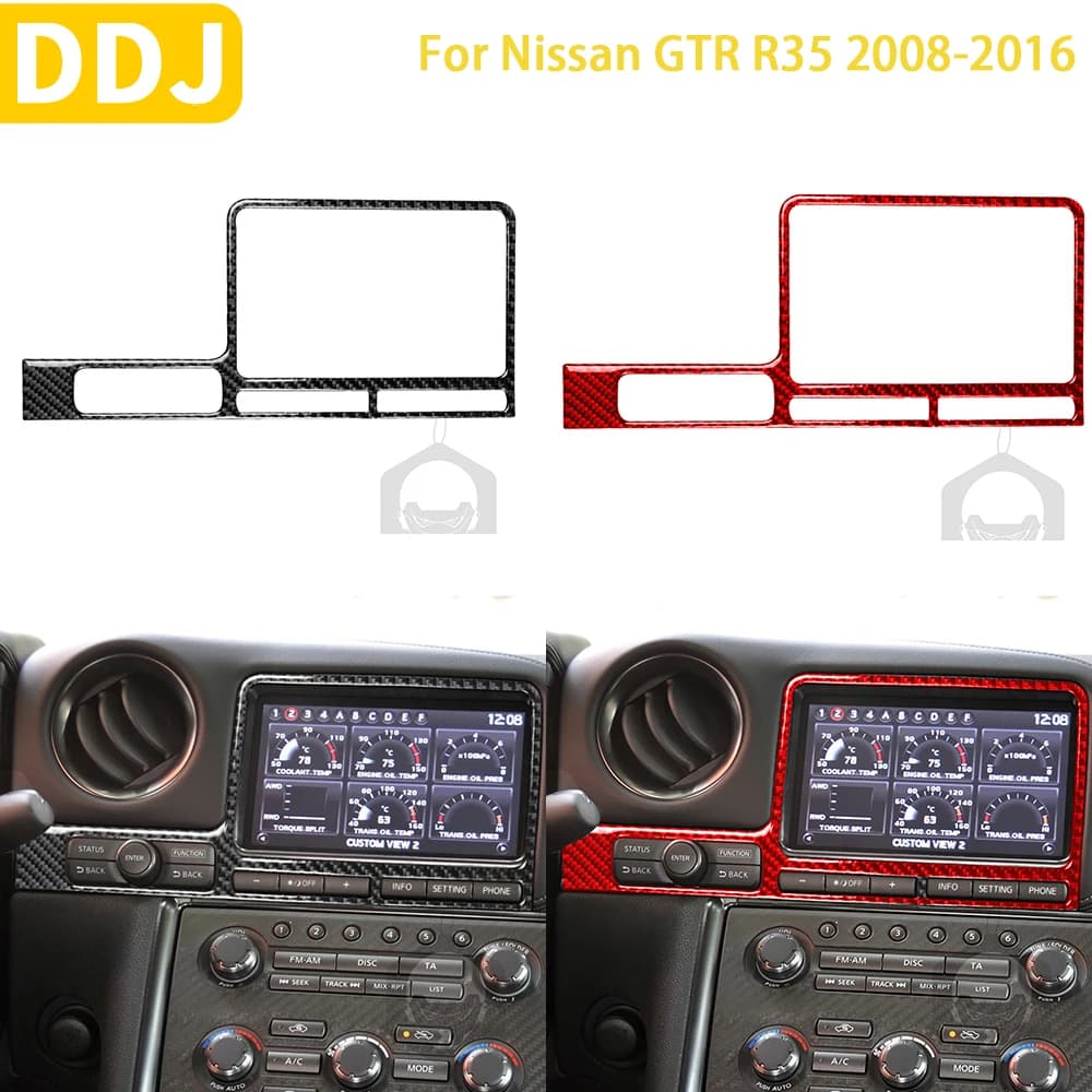 For Nissan GTR R35 2008-2016 Accessories Carbon Fiber Car Interior Navigation Display Surround Frame Cover Trim Sticker