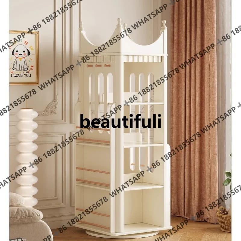 Household solid wood floor-to-ceiling bookcase storage living room white shelf display shelf
